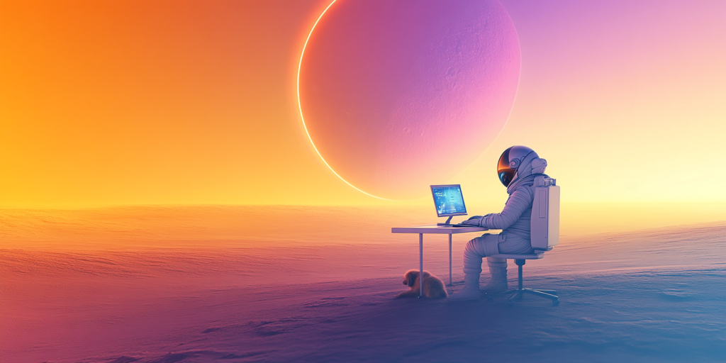 Astronaut working for Las Vegas Web Design Firm in another planet.